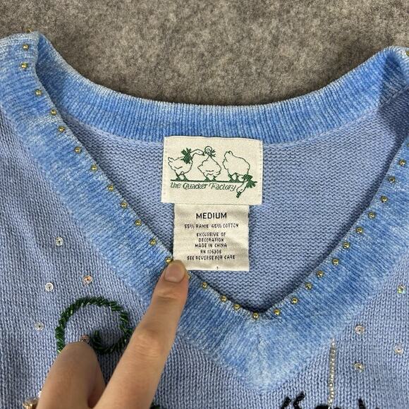 Quacker Factory Sweater Medium Sequin Pumpkin Spider Jack O Lantern Halloween - Picture 3 of 8